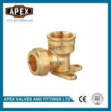Manufactoring APEX Brass Compression Wall Plated Female Elbow Fitting With Seated Type