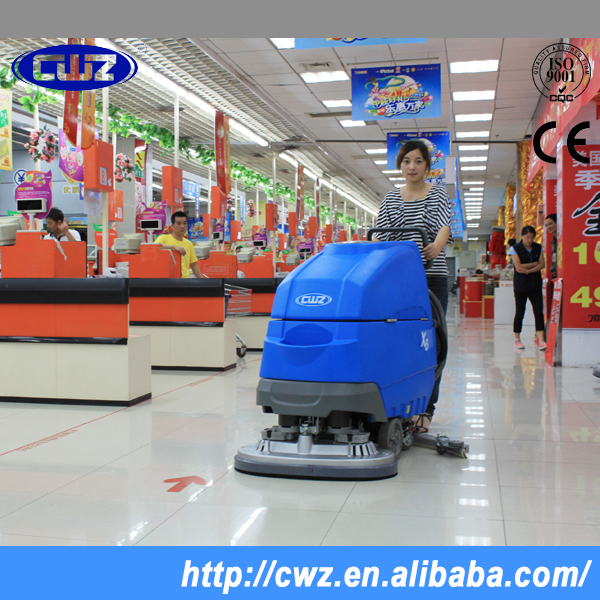 Dual brush automatic walk behind floor scrubber dryer