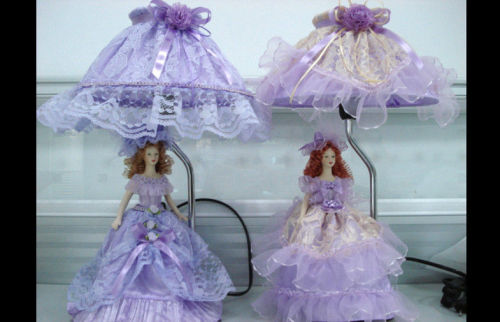 Beautiful Porcelain Doll Victorian Table Lamps With Satin Ribbon