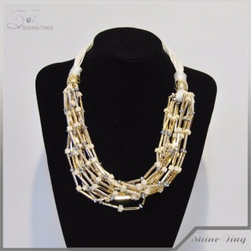 fashion gold plated jewellery shiny multilayer chain necklace