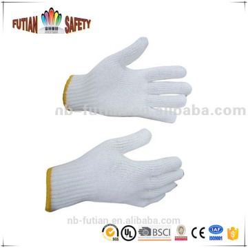 bleach white polyester-cotton knit working gloves