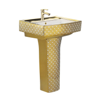 Modern luxury golden ceramic wash pedestal basins