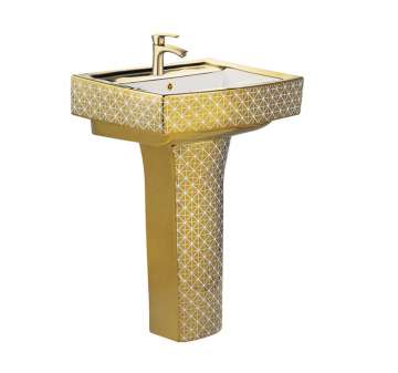 Modern luxury golden ceramic wash pedestal basins