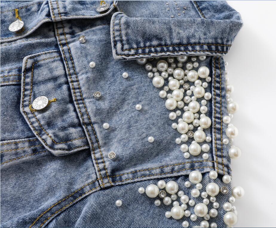 Bead Studded Denim Lady Blouse Jacket