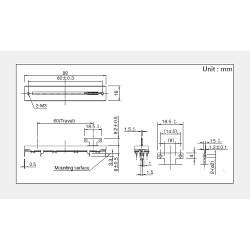 RS60N-serie schuifpotentiometer