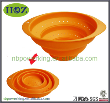 Silicone foldable collapsible colander