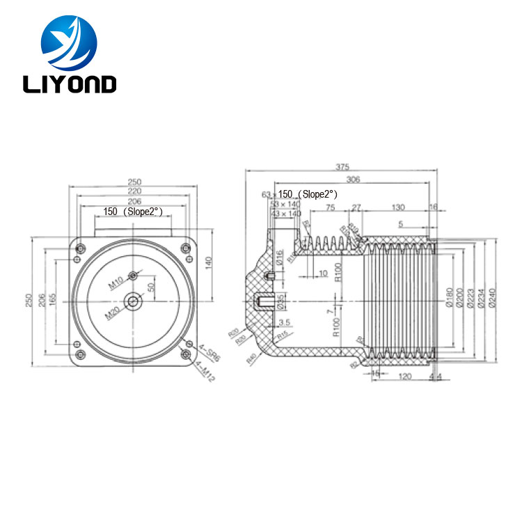 LY251 24kV 2500-3150A High Voltage cabinet insulator Epoxy Resin Contact Box