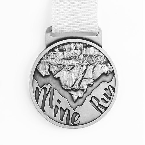 Médaille de course en métal rond en argent