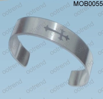 Rosary cross engraving wide bangle Christian bangle
