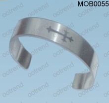 Rosary cross engraving wide bangle Christian bangle