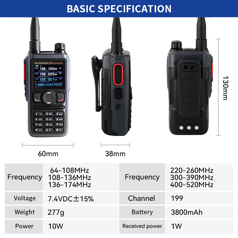 ETMY ET-UV9K IP68 Waterproof Ham Walkie Talkie Multi-Frequency 245MHz Rugged VHF UHF GPS Two Way Radio with Bluetooth Earpiece
