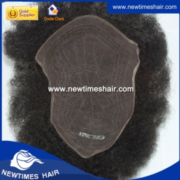 French lace afro curly toupee, black color afro toupee for black men