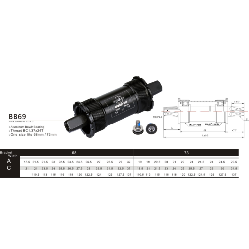 Square BB Bike Bottom Bracket Set Square Taper Bottom Brackets Alloy Light Bike Component