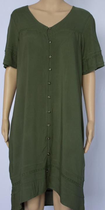 Grass Green Dress with Short Sleeves