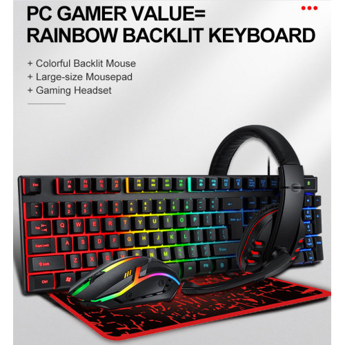 4 in1 wired keyboard and mouse headset set