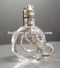 3D laser engraved crystal keychains with light