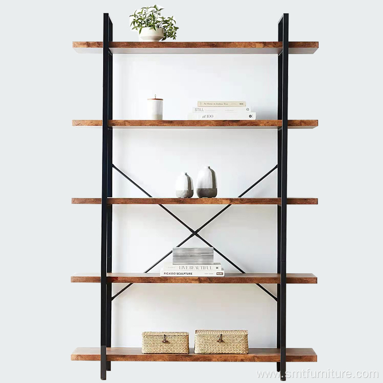 Display Rack Storage Bookcase Metal Library Bookshelf