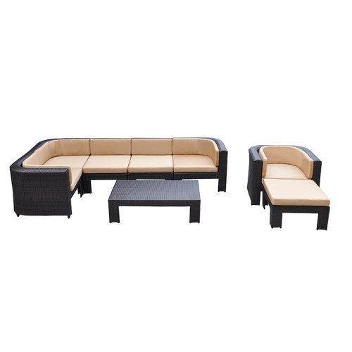 Rattan Mebel Açıq Patio Toxunan Divan