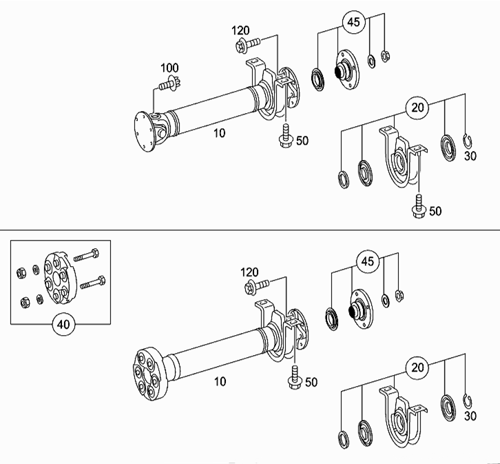 Drive Shaft Center Bearing Assembly Supports