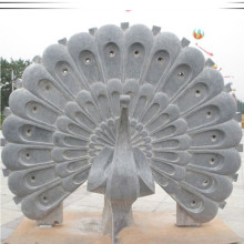 Chinese Marble Craft Carving Fairy and Peacock Statue