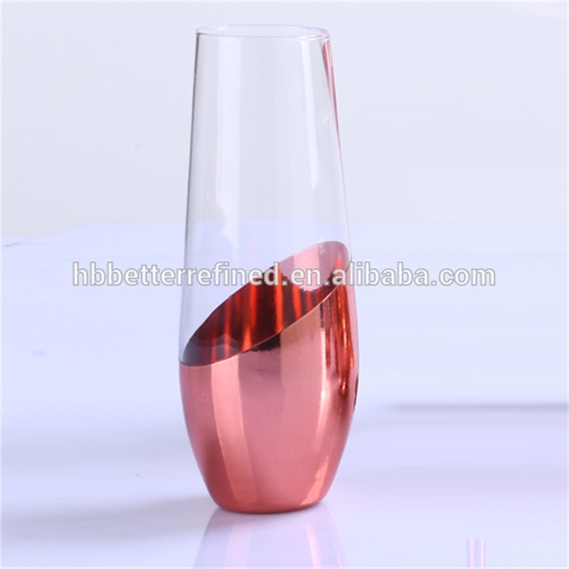 Hand Blown 8oz Stemless Flutes Champagne Glass0