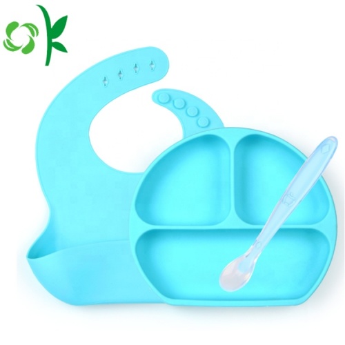 Juego de alimentación de vajilla de silicona para bebé de 3 piezas
