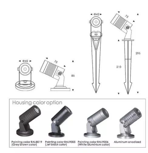 3W 12/24VDC or 100~240vacip65 Outdoor LED Garden Spot Light