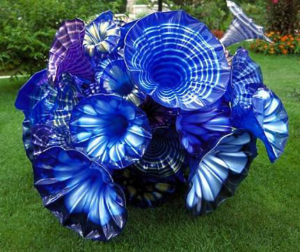 100% Hand Blown Glass Flower Sculpture for Park Decoration