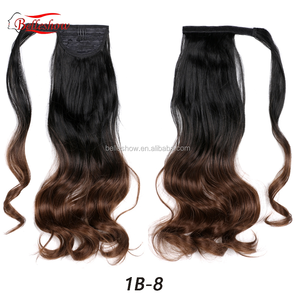 Hot sell  Easy To Wear Many Different Color OmbreS ynthetic Wrap Around Magic Paste Ponytail