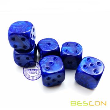 Bescon Raw Marbre non peint 16MM D6 Game Dice avec vide 6e côté, 3 couleurs assorties Set de 18pcs, cube de marbre blanc