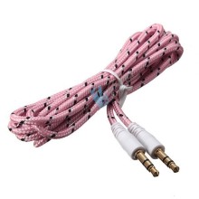 Round Car Stereo Auxiliary Cable 3.5mm Braided Audio Cable