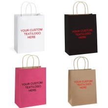 Multi-Color Custom Logo Kraft Paper Shopping Bags with Carrying Handle