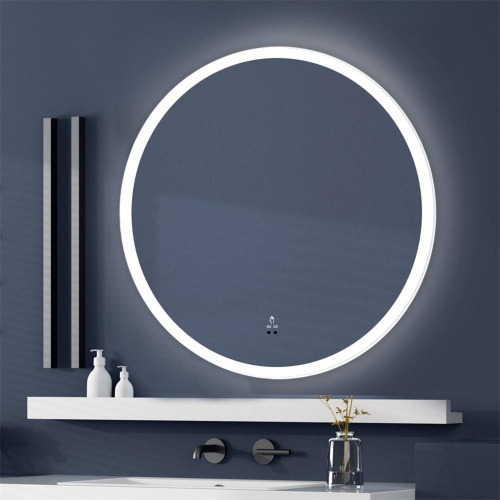 Cermin Rias Rias Kamar Mandi Lingkaran dengan Lampu