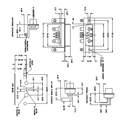 PDR7W2-FXXXXX00 POWER D-SUB 7W2 Right angle PCB-FEMALE TYPE 