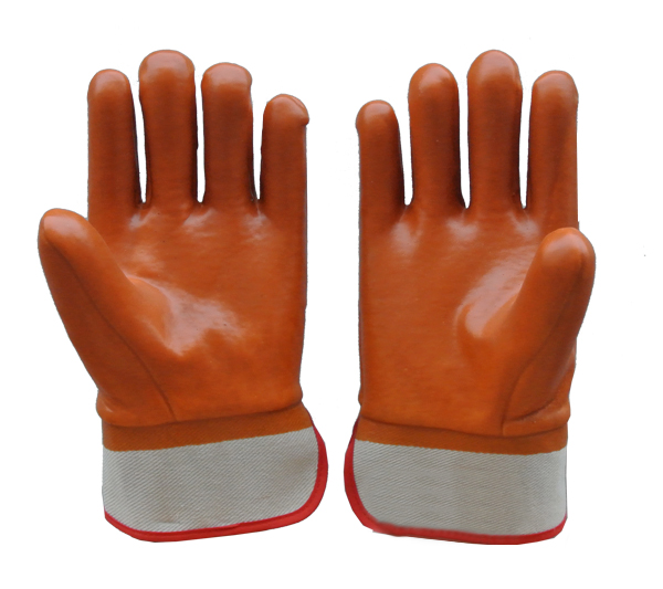 Safety cuff Coffee winter pvc dipped gloves