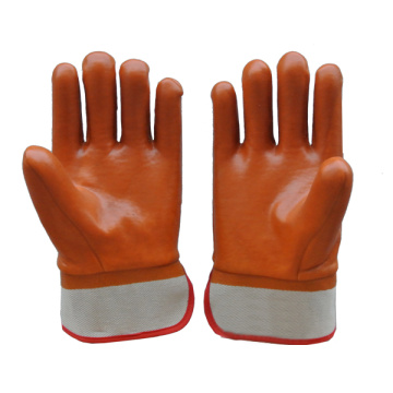 PVC Coated Gloves with Brown Colour