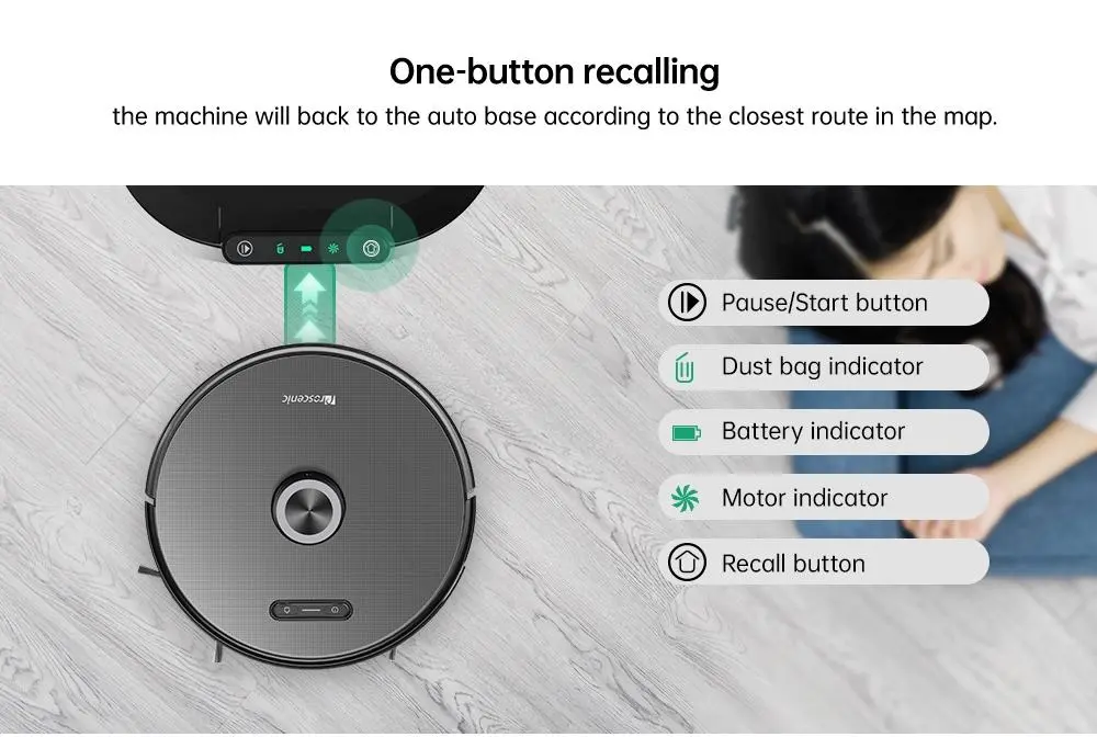 Self Charging Gyroscope Robotic Vacuum Cleaner with Self-Emptying Dustbin
