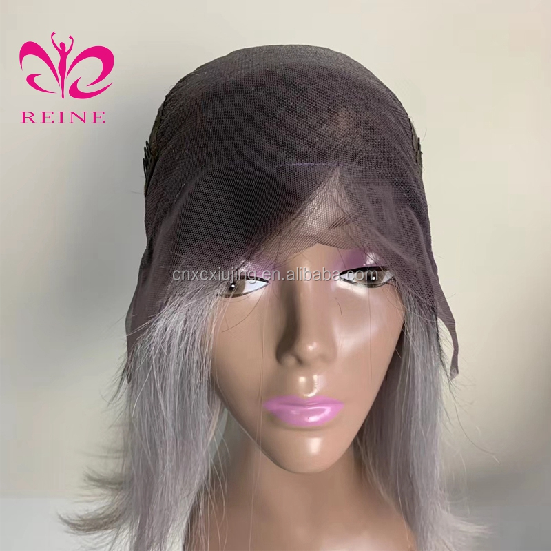 REINE Cuticle Aligned Raw Virgin Hair Ombr Gray Color BOB Straight Lace Front Human Hair Wigs Wholesale Grey Virgin Hair Vendors