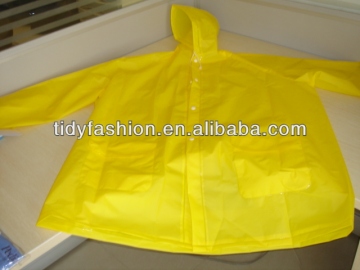 Yellow Hooded Comfortable Waterproof EVA Raincoat With Label