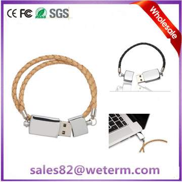 Business Gift For Sale Leather Bracelet Free Logo USB Drive Memory Stick