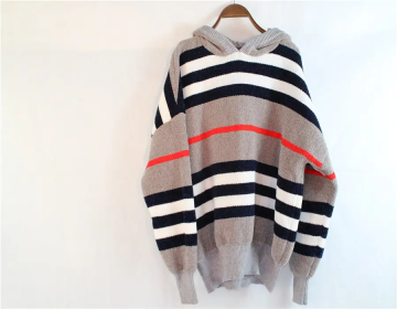 Grey Striped Knit Sweater Sweater