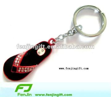 diamond slipper metal keychain