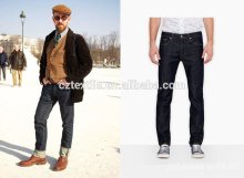 100% cotton black discharge print denim fabric