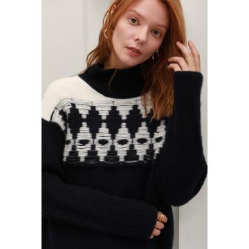 Custom women's cashmere knit warm fashion high collar