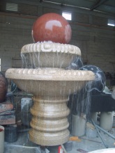 Polished Granite Rolling Ball Water Fountain Red Color for Outdoor Garden