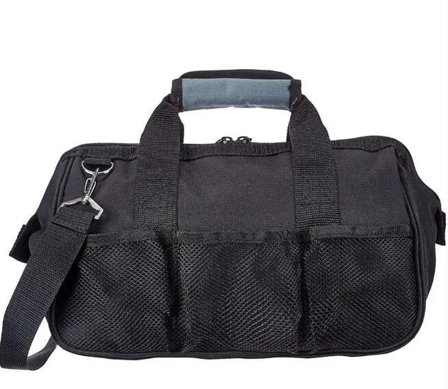 Wide Mouthed Tool Bag Size 12 Inch 16 Pockets Work Gear Tool Tote with Shoulder Strap