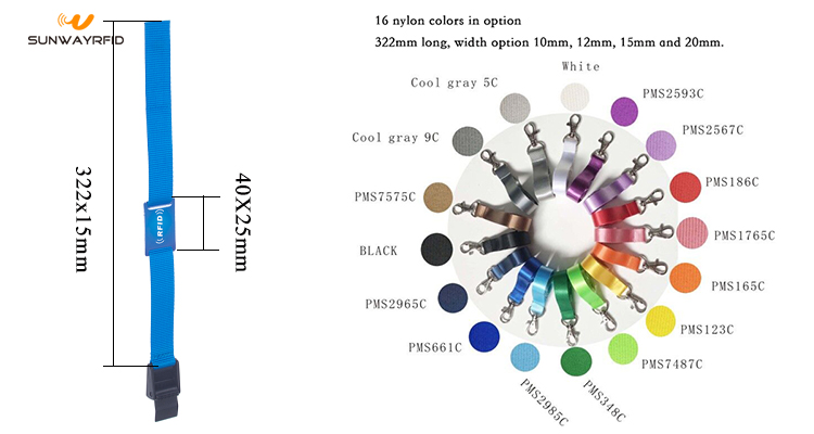 สายรัดข้อมือไนล่อน rfid ขนาดและสี rfid nylon wristband size and color