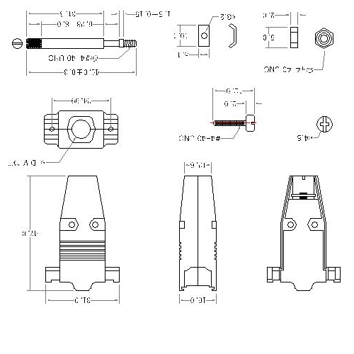 DBZV-09XX2 1 D-SUB METAL HOODS,09P, V TYPE, LONG SCREW 