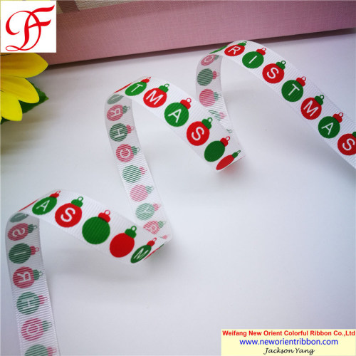 China Wholesale 100% Polyester Grosgrain Ribbon with Printing for Christmas/Seasons Festival