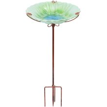 Glass Birdbath Garden Bird Feeder z metalowym palikiem